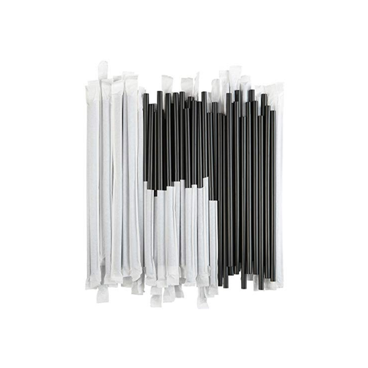 Clear & Black Wrapped Jumbo Straws (5mm Diameter) Various Lengths